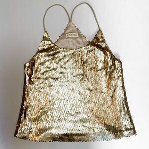 Anna-Kaci Gold Sequin Tank Top